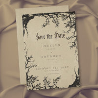 Gothic Raven Tree Engraving Black Tan Wedding