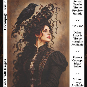Gothic Raven & Victorian Woman & Antique Keys FY6L Tissue Paper