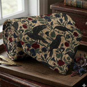 Gothic Raven Vintage Floral Wedding Tie
