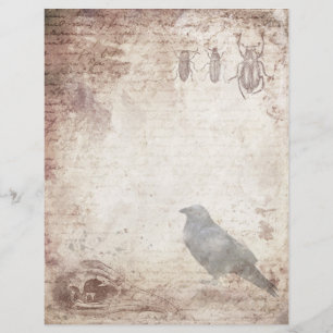 Gothic Raven Vintage Parchment Scrapbook Paper