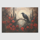 Gothic Raven with Dark Red Roses Decoupage