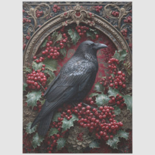 Gothic Raven with Holly and Berries Tissue Paper