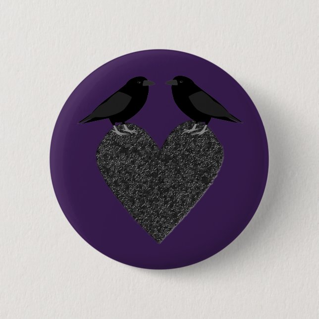 Gothic Ravens and Black Heart 6 Cm Round Badge (Front)