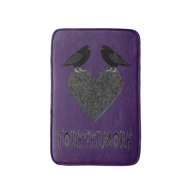 Gothic Ravens and Black Heart Bath Mat (Front Vertical)