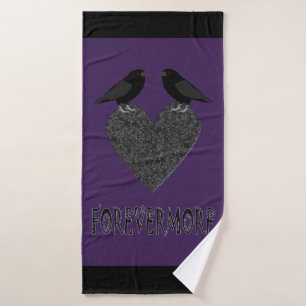 Gothic Ravens and Black Heart Bath Towel