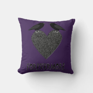 Gothic Ravens and Black Heart Cushion