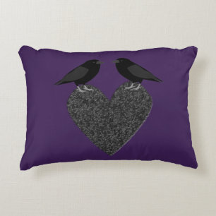 Gothic Ravens and Black Heart Custom Decorative Cushion