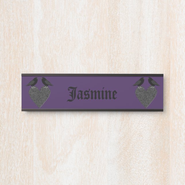 Gothic Ravens and Black Heart Custom Door Sign (Front)