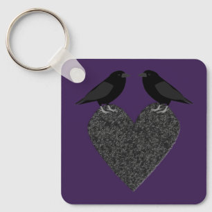 Gothic Ravens and Black Heart Custom Key Ring