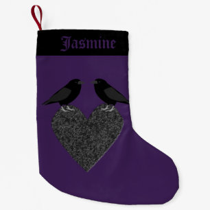 Gothic Ravens and Black Heart Custom Small Christmas Stocking