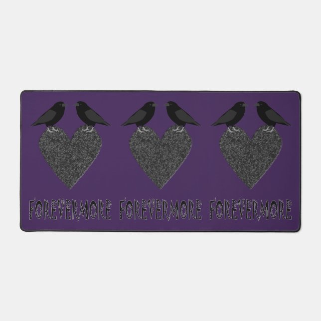 Gothic Ravens and Black Heart Desk Mat (Front)