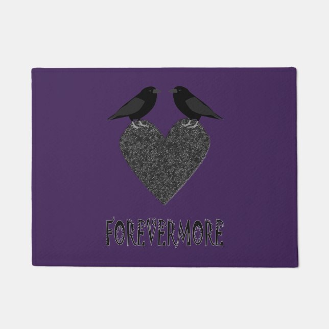 Gothic Ravens and Black Heart Doormat (Front)