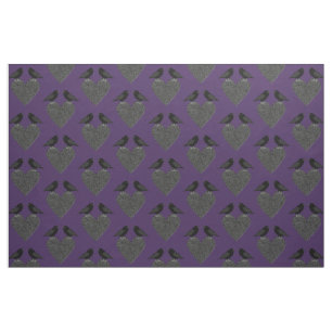 Gothic Ravens and Black Heart Fabric