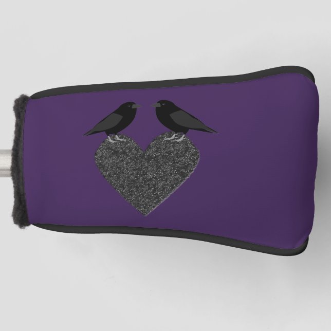 Gothic Ravens and Black Heart Golf Head Cover (Front)