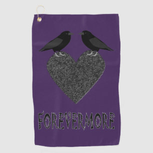 Gothic Ravens and Black Heart Golf Towel