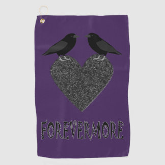 Gothic Ravens and Black Heart Golf Towel