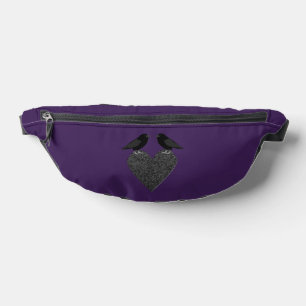Gothic Ravens and Black Heart Patterned Bum Bags