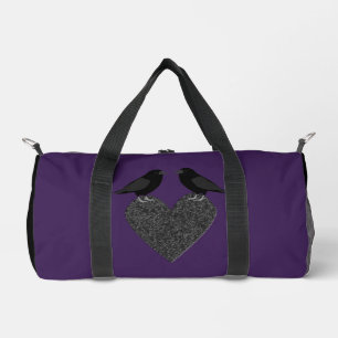 Gothic Ravens and Black Heart Patterned Duffle Bag