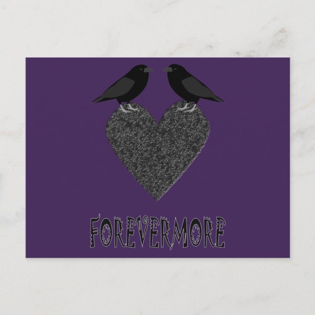 Gothic Ravens and Black Heart Postcard (Front)