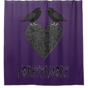 Gothic Ravens and Black Heart Shower Curtain