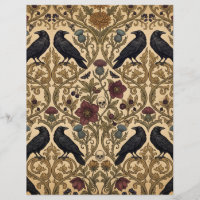 Gothic Ravens & Dark Floral Scrapbook Paper