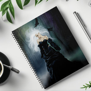 Gothic Ravens Forest Woman Black Planner