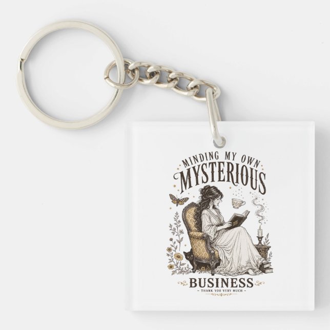 Gothic Reader Dark Academia Bookish Gift Key Ring (Front)