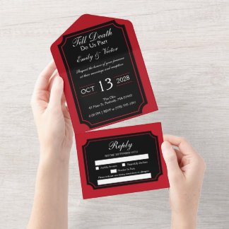 Gothic Red All in One Wedding Invite