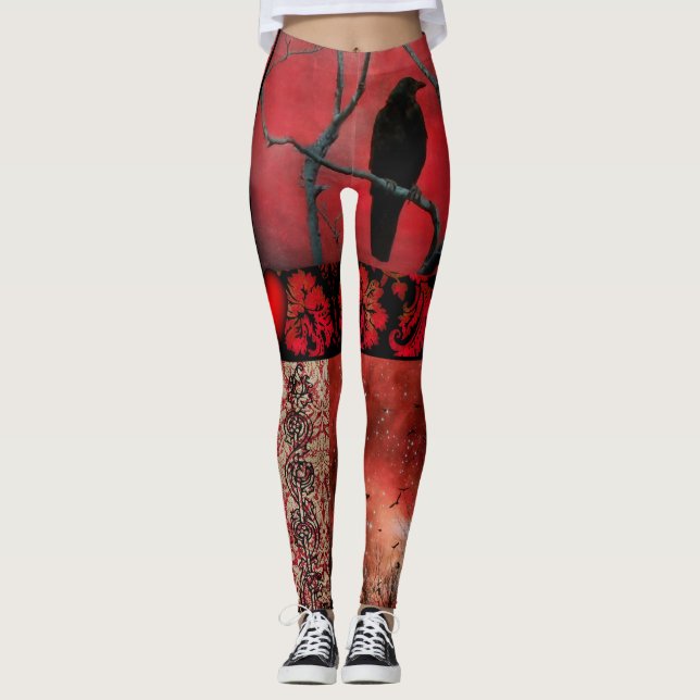 Gothic Red All-Over-Print Leggings (Front)