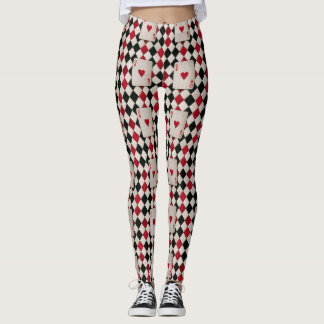Gothic Red and Black Harlequin Queen of Hearts Leggings