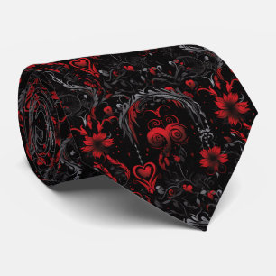 Gothic Red and Black Pattern Tie