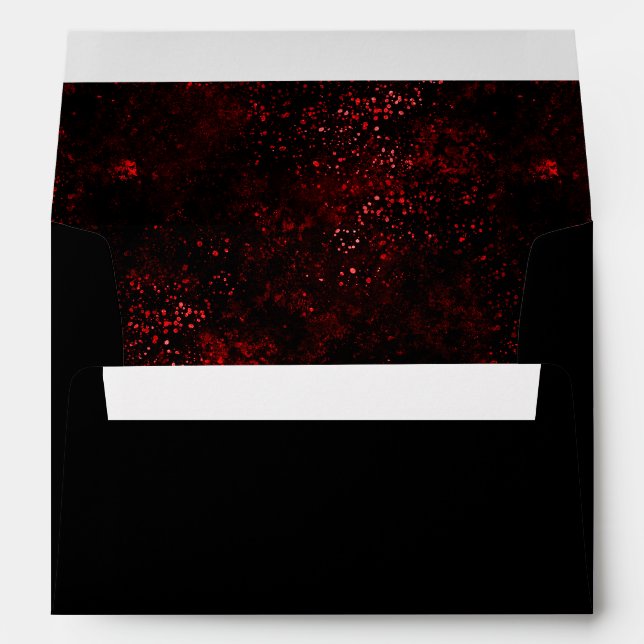 Gothic Red and Black Splatter Wedding Envelope (Back (Bottom))