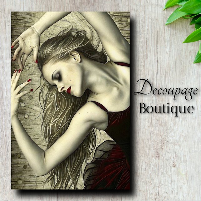Gothic Red Ballerina Dancer Decoupage Tissue Paper (Gothic Red Ballerina Dancer Decoupage Tissue Paper)
