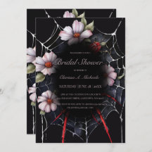 Gothic Red & Black Floral Spider Web Bridal Shower