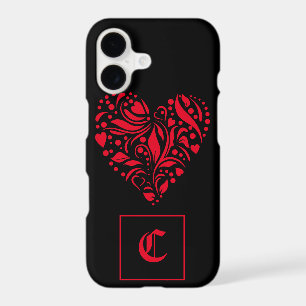 Gothic Red Black Heart Old English Initial