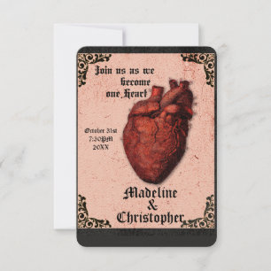 Gothic Red Black Macabre Heart Wedding Invitation