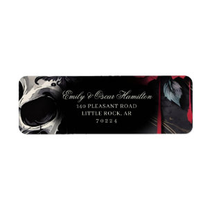 Gothic Red & Black Rose Elegant Return Address