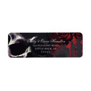 Gothic Red & Black Rose Elegant Return Address