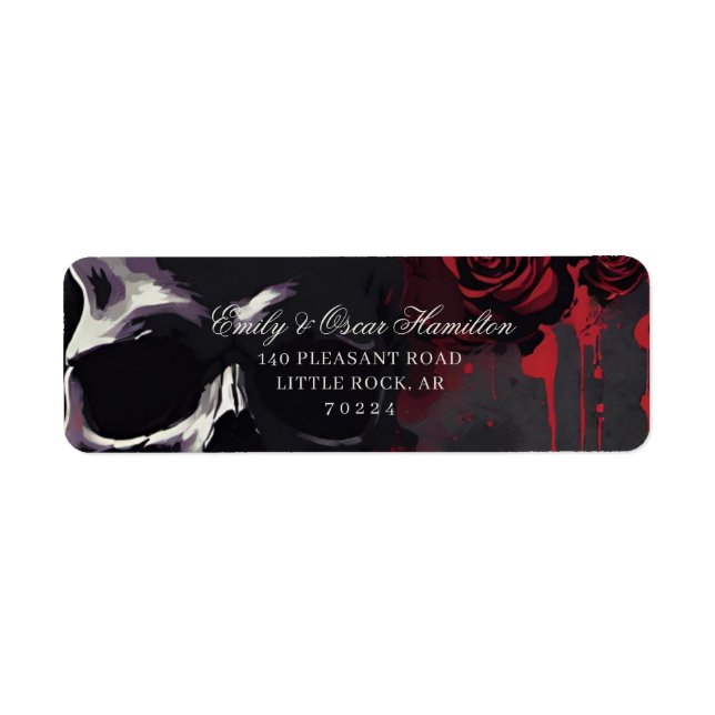 Gothic Red & Black Rose Elegant Return Address (Front)