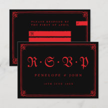 Gothic Red Black Typography Wedding