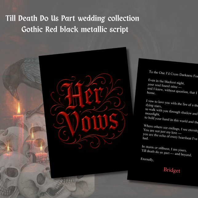 Gothic Red & Black Wedding Vow Letter – Her Vows  Card (Creator Uploaded)