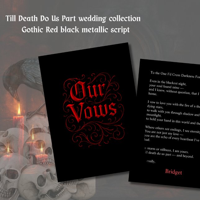 Gothic Red & Black Wedding Vow Letter – our Vows  Card (Creator Uploaded)