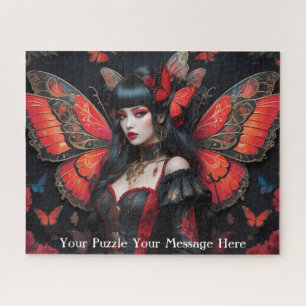 Gothic red butterfly girl jigsaw puzzle