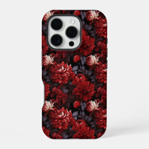Gothic Red Chrysanthemum Dark Floral iPhone 16 Pro Case