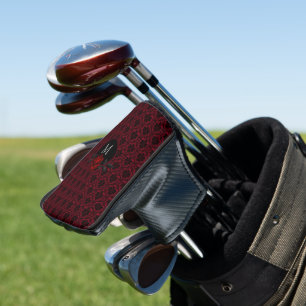 Gothic Red Damask Rose Monogram Golf Head Cover