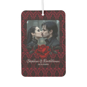 Gothic Red Damask Rose Personalized Car Air Freshener