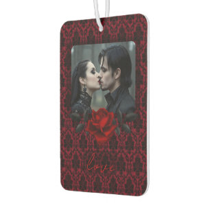 Gothic Red Damask Rose Wedding Car Air Freshener