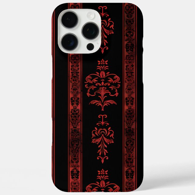 Gothic Red Damask Stripe Phone Case  (Back)
