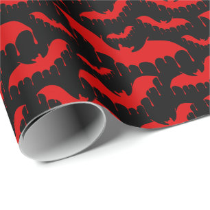 Gothic Red Dripping Blood Bats Halloween Wrapping Paper
