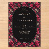 Gothic Red Floral Skull Border